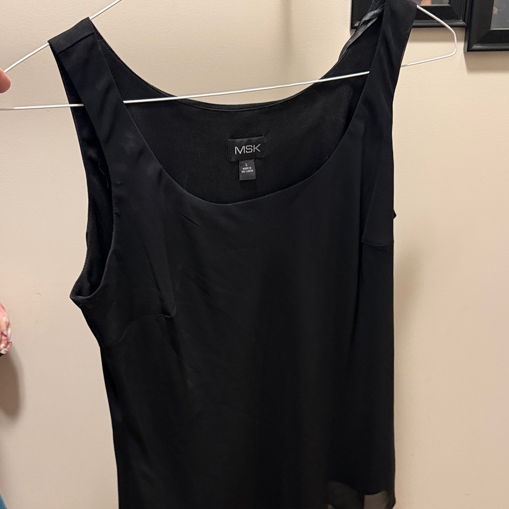 MSK Black Satin-Trim Scoop Neck Camisole